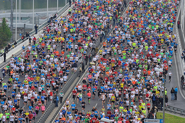 Marathonläufer auf der Wiener Reichsbrücke