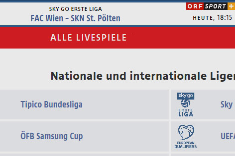 Screenshot ORF.at Fußball