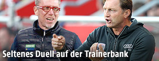 Montage zeigt die Trainer Ralph Hasenhüttl (Ingolstadt) und Peter Stöger (1. FC Köln)